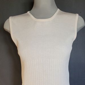 Cream Knit High Kneck Tank